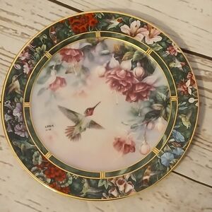 Lena Liu Floral Hummingbird Decorative Plate The Anna's Hummingbird 1992